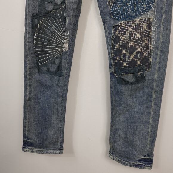 Pilcro Anthropologie Hyphen Mid-Rise Boyfriend Jeans Patchwork Denim 26 - Picture 7 of 9